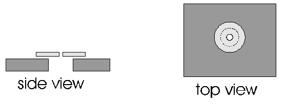 side and top views of a mounted pinhole